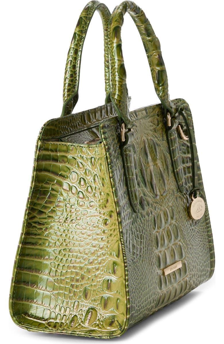 Brahmin Cami Croc Embossed Leather Satchel, Alternate, color, Olive
