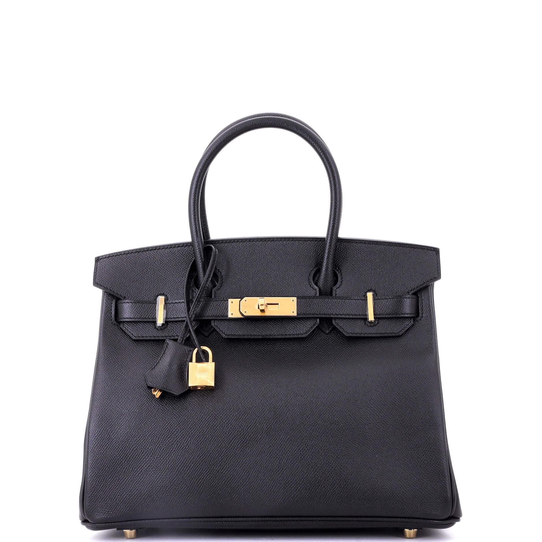 Pre-Owned Hermes Birkin Handbag Black Epsom with Gold Hardware 30, Main, color, Noir