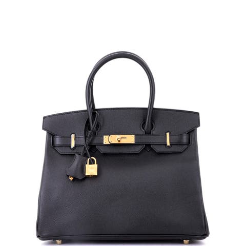Birkin Handbag Black Epsom with Gold Hardware 30