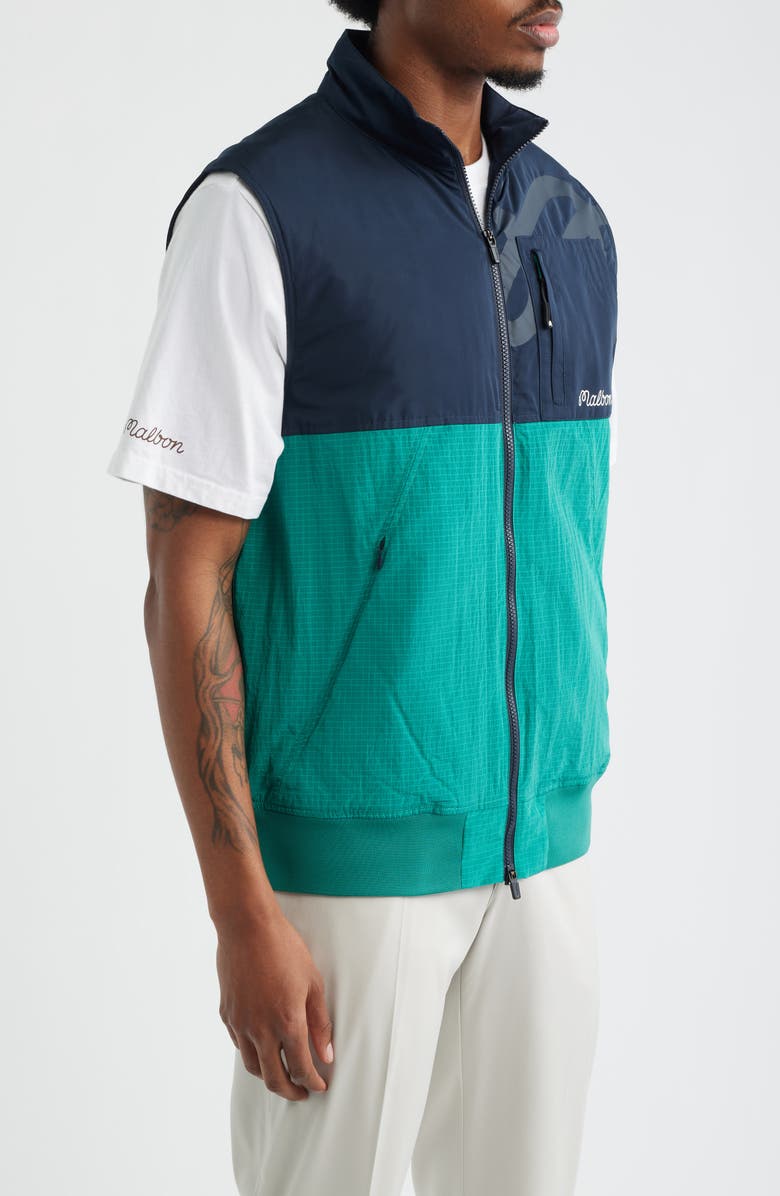 Malbon Golf Finca Hybrid Vest, Alternate, color, Black / Marine Green