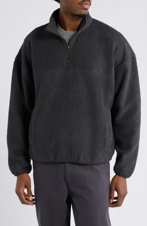 Faux Shearling Quarter Zip Pullover