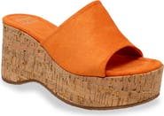 CHASE AND CHLOE Rita Open Toe Cork Platform Wedge Sandal