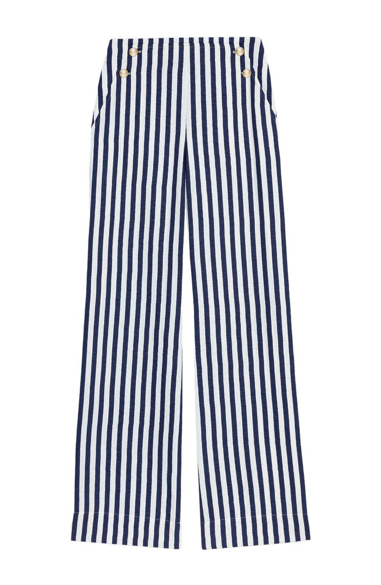 maje Linen blend sailor trousers, Alternate, color, White/Blue