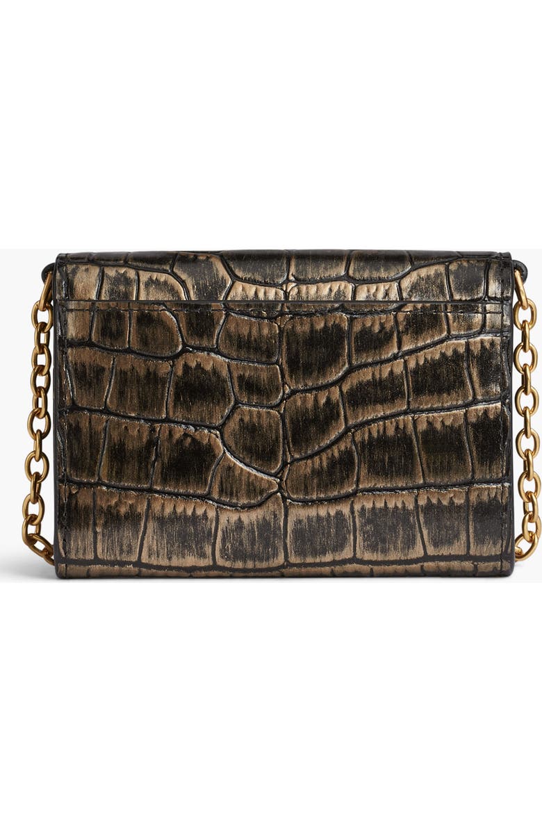 Donna Karan New York Malverne Metallic Croco Wallet On String, Alternate, color, Black/Gold