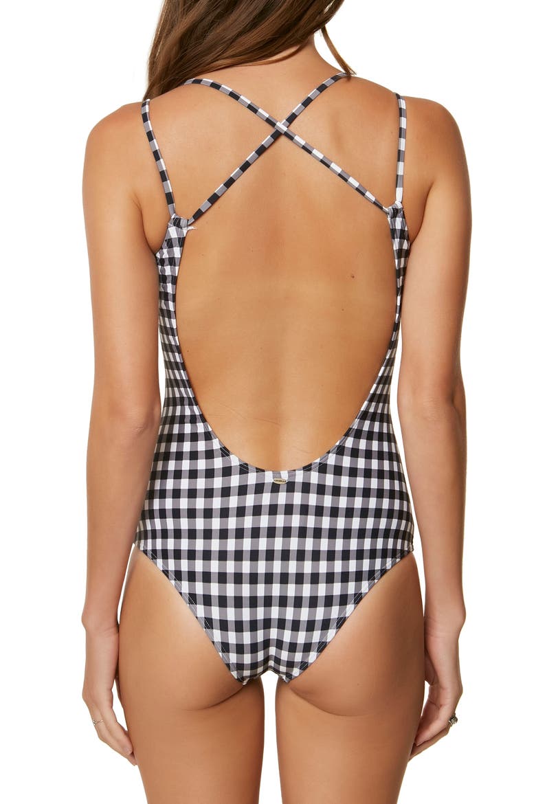 Poppy Plunge One-Piece Swimsuit, Alternate, color, BLACK