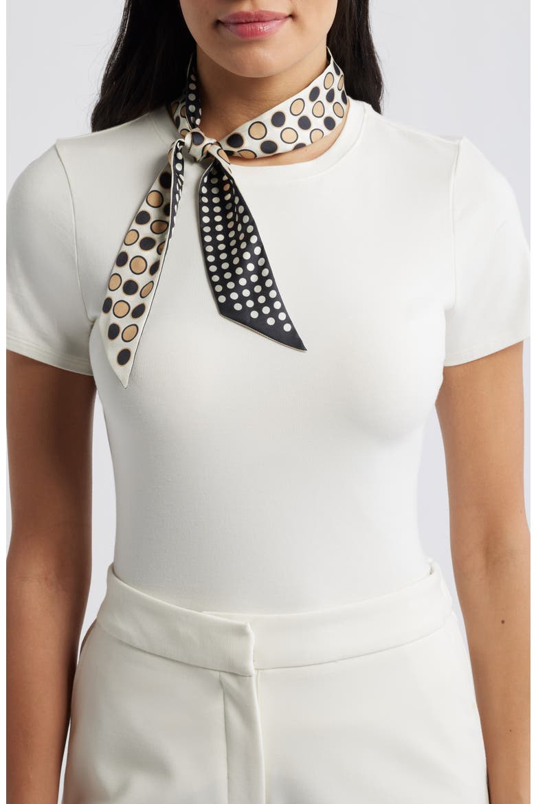 Spot & Dot Silk Satin Ribbon Scarf, Main, color, BLACK