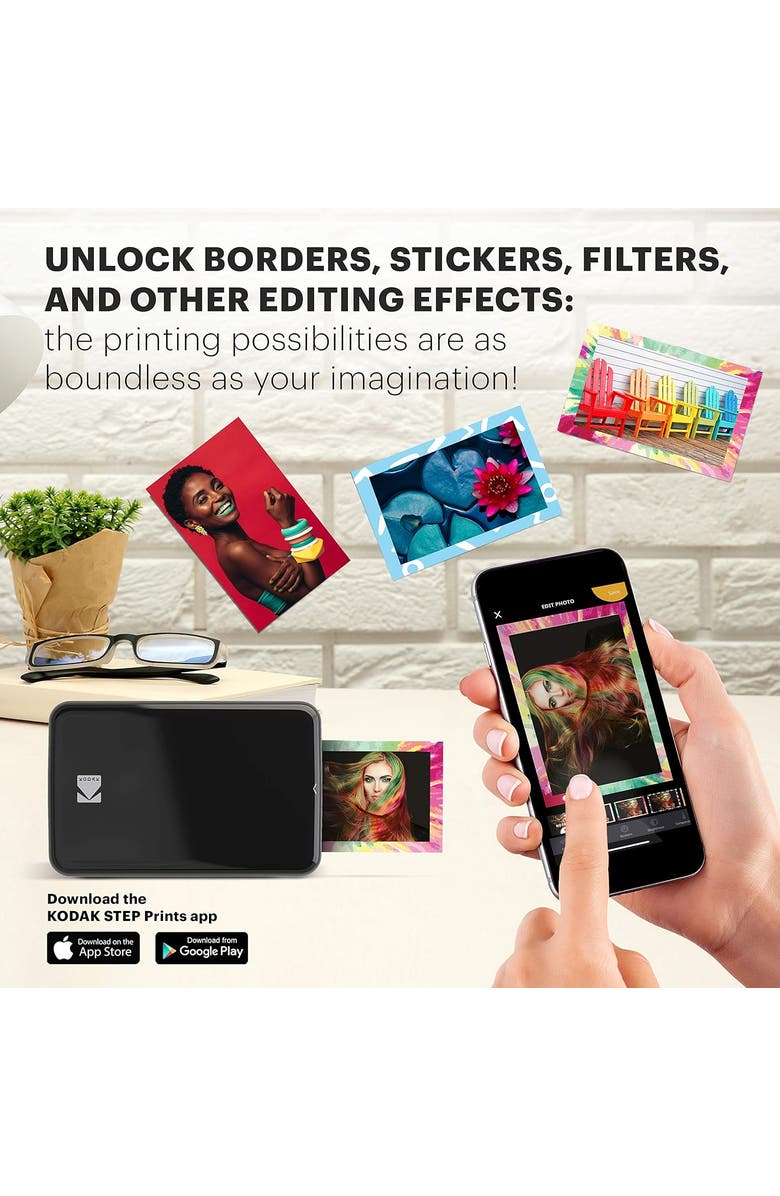 Kodak Step 2x3" Printer + Paper Bundle, Alternate, color, Black