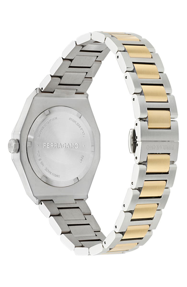 FERRAGAMO Edge Diamond Two-Tone Bracelet Watch, 40mm, Alternate, color, Two Tone