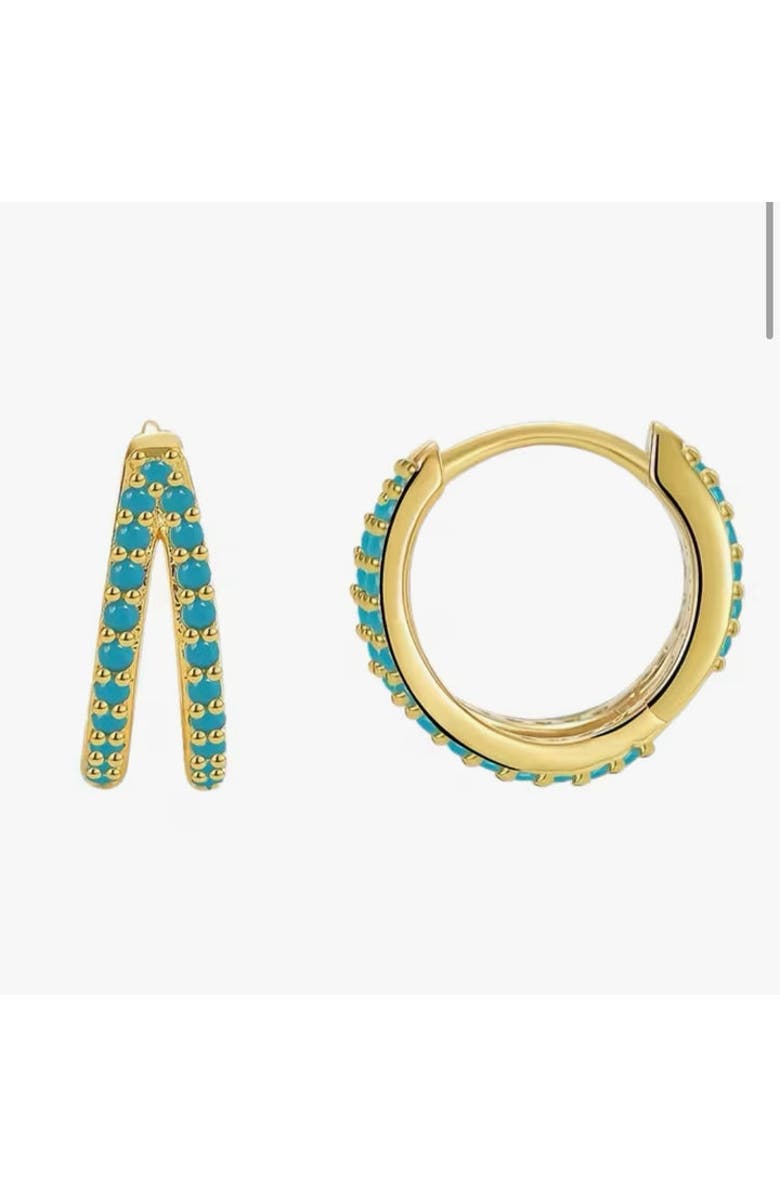 Erin McDermott Jewelry Double Turquoise Circle Hoops, Main, color, Gold