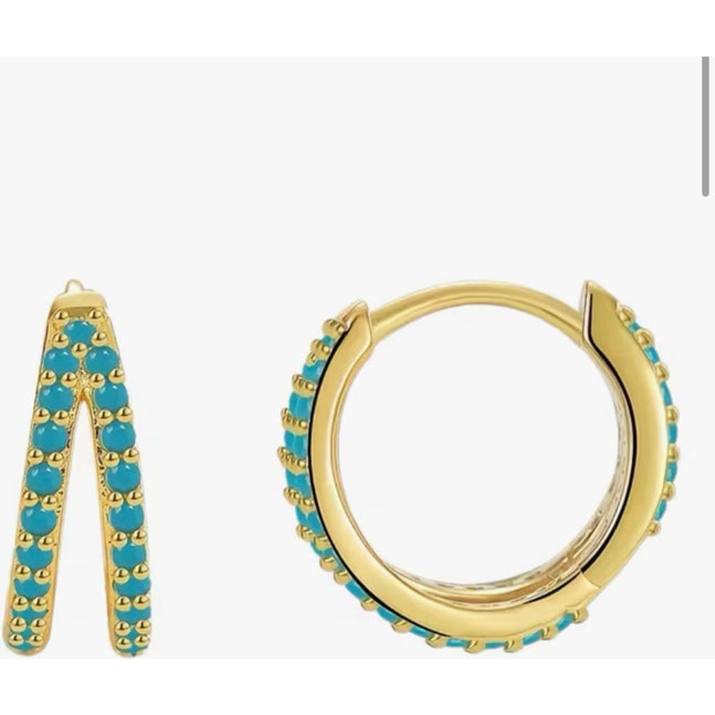 Erin Mcdermott Jewelry Double Turquoise Circle Hoops In Gold