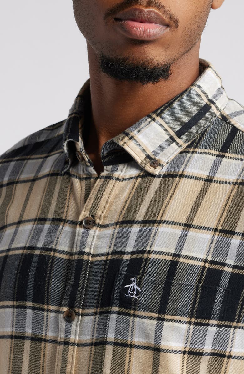 Original Penguin Plaid Cotton Blend Flannel Button-Down Shirt, Alternate, color,