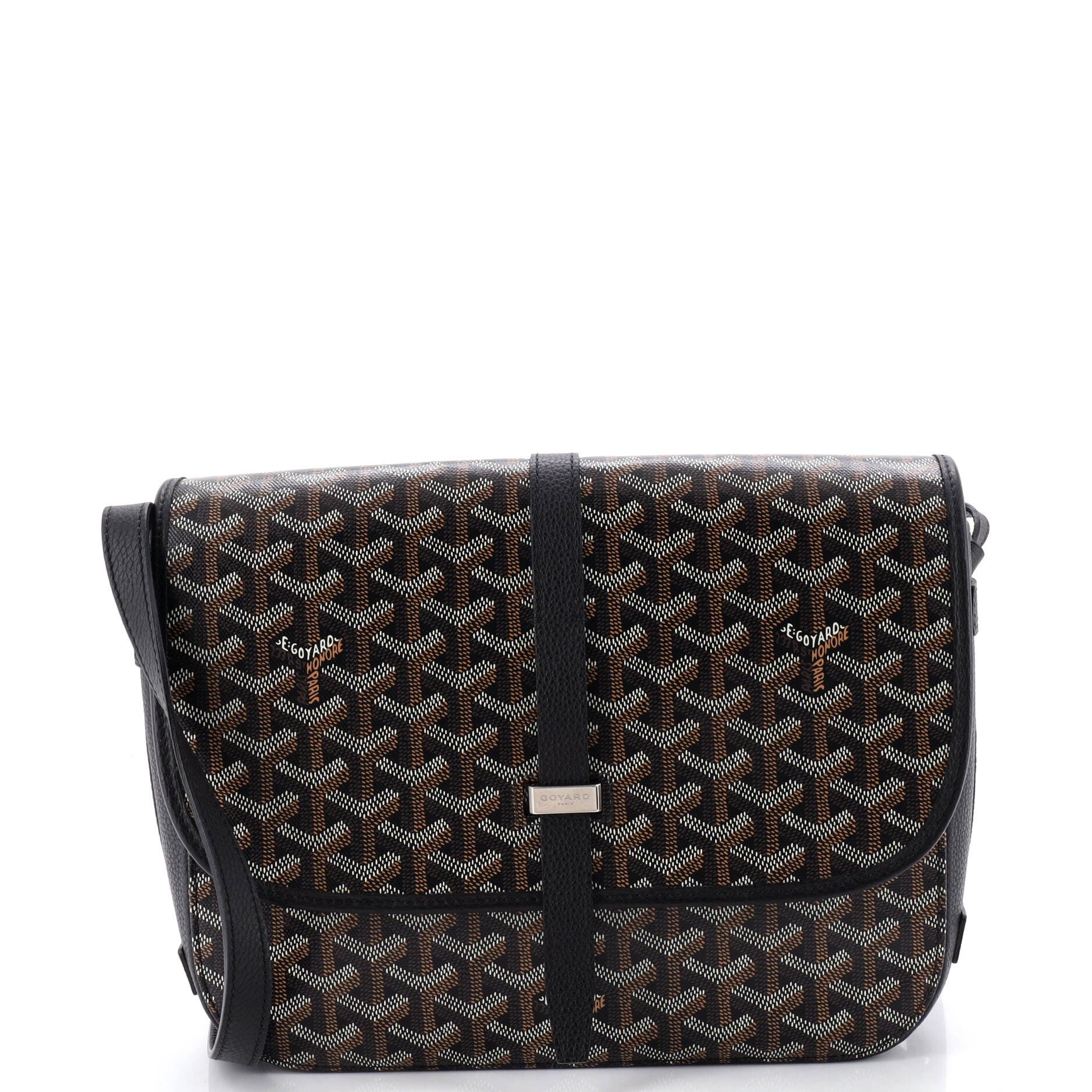 Pre-Owned Goyard Belvedere II Messenger Bag Coated Canvas MM, Main, color, Black
