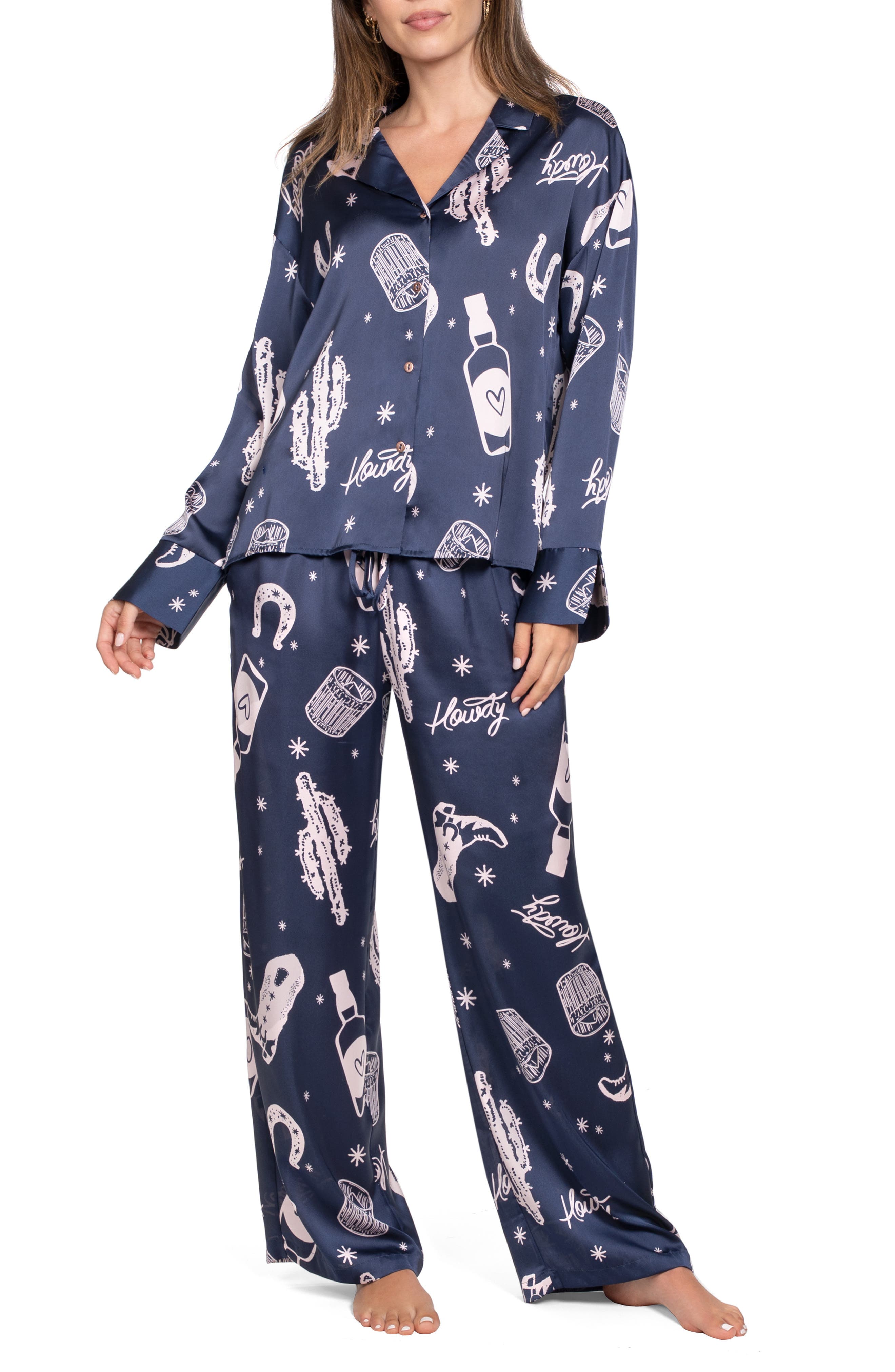 Midnight Bakery Print Satin Pajamas
