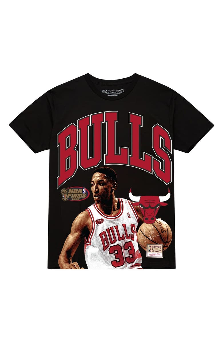 Mitchell & Ness Men's Mitchell & Ness Scottie Pippen Black Chicago Bulls Hardwood Classics Player Arch T-Shirt, Alternate, color, Black