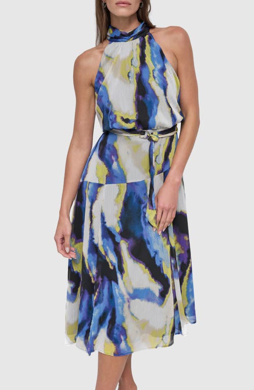 Dkny Mock Neck Chiffon Midi Dress