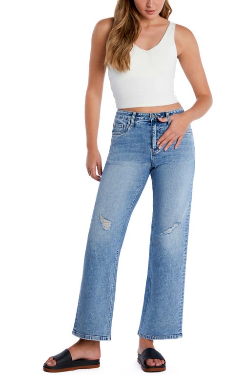Hint Of Blu Clever Ripped High Waist Wide Leg Jeans In Country Blue