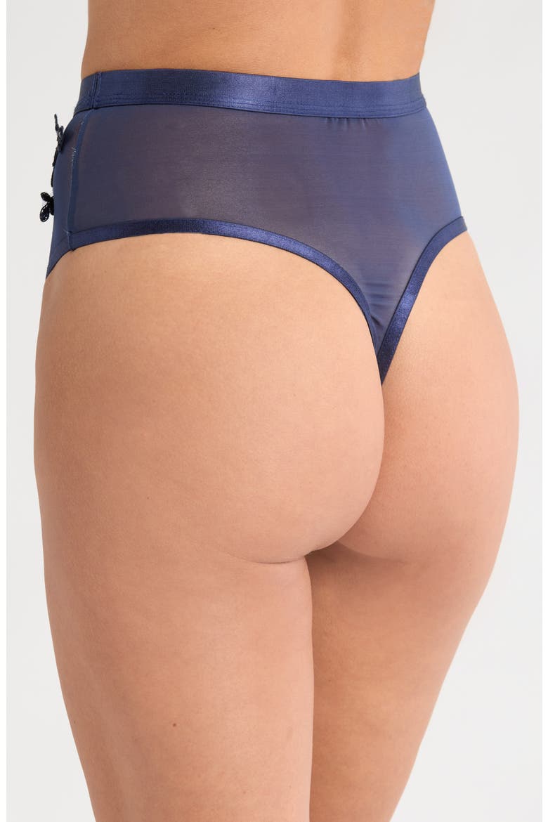 Floral Sequin High Waist Thong, Alternate, color, MIDNIGHT BLUE