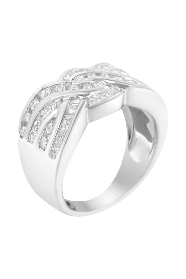 10K White Gold 1.0 Cttw Diamond Inlay Bypass Ring, Alternate, color, White Gold
