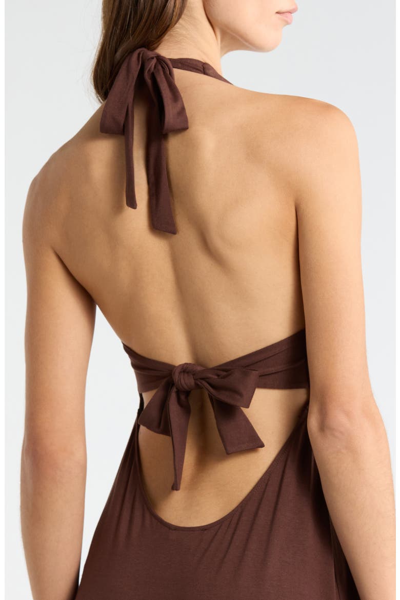 Third Charm Alexa Halter Maxi Dress, Alternate, color, BROWN