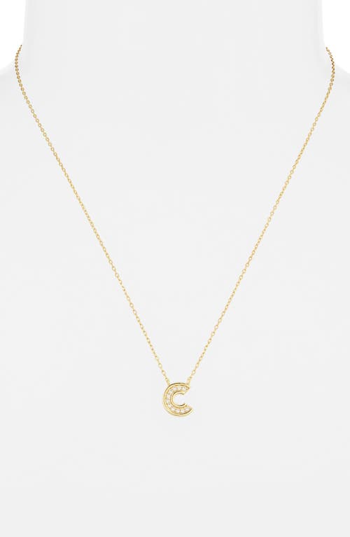 Argento Vivo Sterling Silver Cubic Zirconia Initial Pendant Necklace In Gold