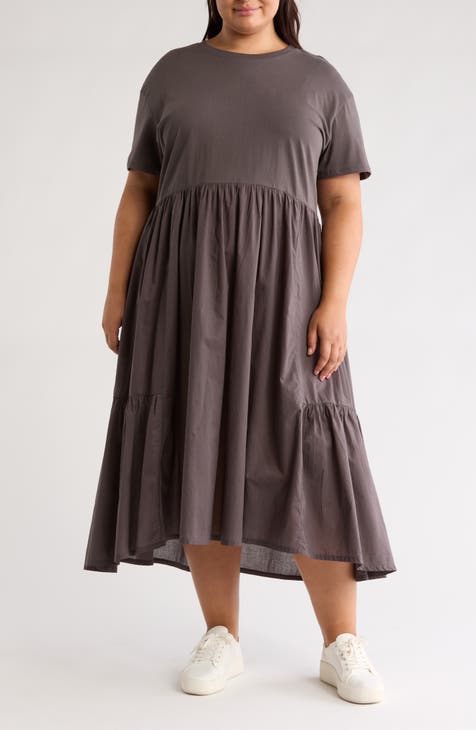 Cotton Midi T-Shirt Dress (Plus)