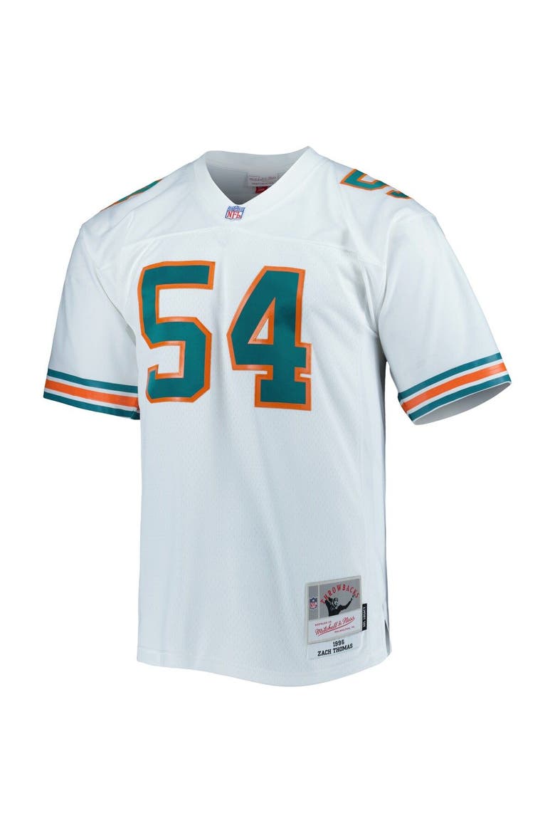 Men's Mitchell & Ness Zach Thomas White Miami Dolphins Legacy Replica Jersey, Alternate, color, White