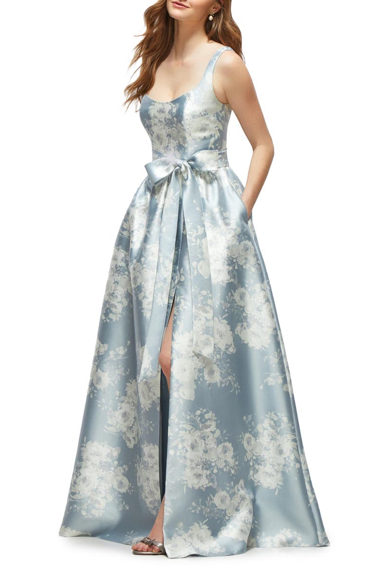 Floral Satin Twill Gown, Alternate, color, SERAPHINA FLORAL
