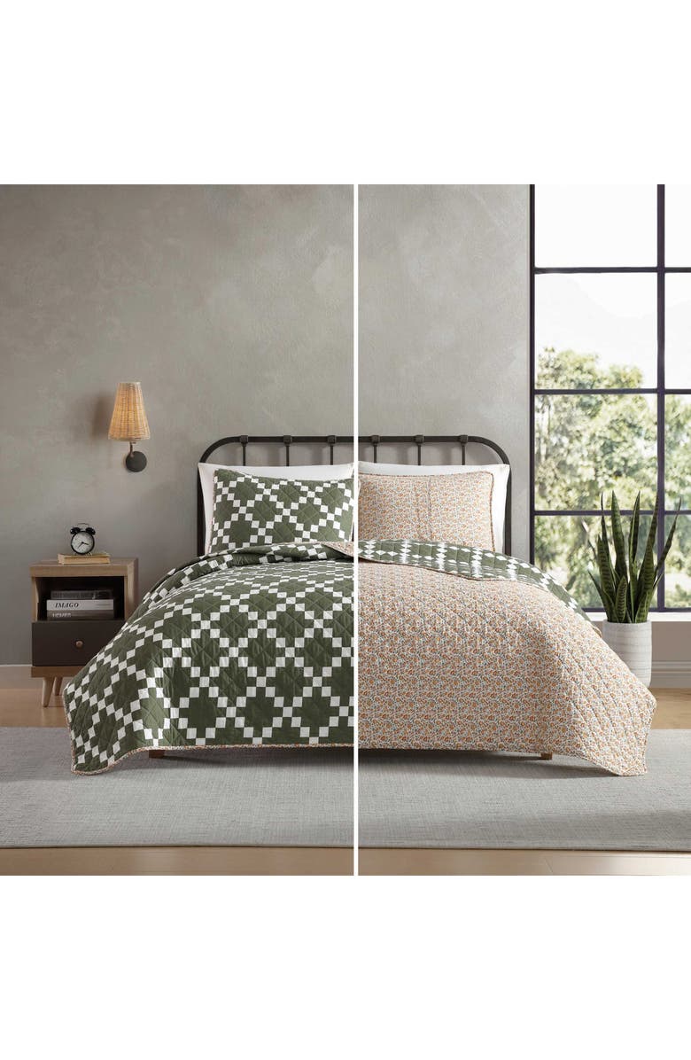 Eddie Bauer Diamond Floral Cotton Twin Quilt & Sham Set, Alternate, color, Green