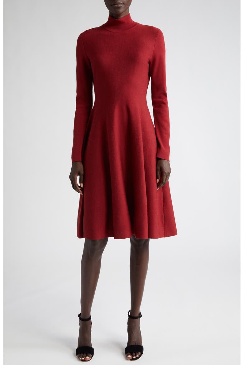 Long Sleeve Knit Dress, Main, color, CRIMSON