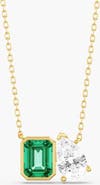 Everlee Toi Et Moi Lab-Created Green Emerald & Lab Diamond Necklace in 14K