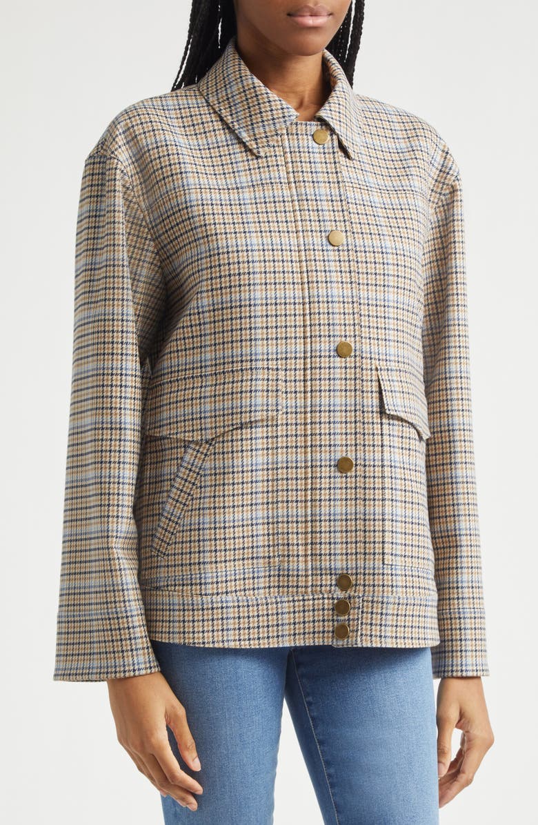 Veronica Beard Kasper Plaid Chore Jacket, Alternate, color, Brown Multi