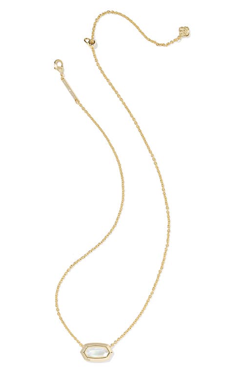 Kendra Scott Imitation Pearl 14k Gold Plated Over Brass Elisa Bezel Short Pendant Necklace In Gold
