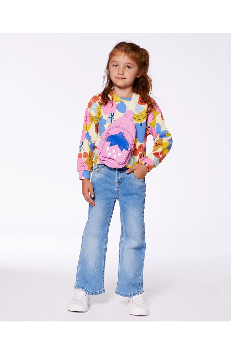 Deux par Deux Little Girl's Wide Leg Jeans Denim Blue, Alternate, color, 