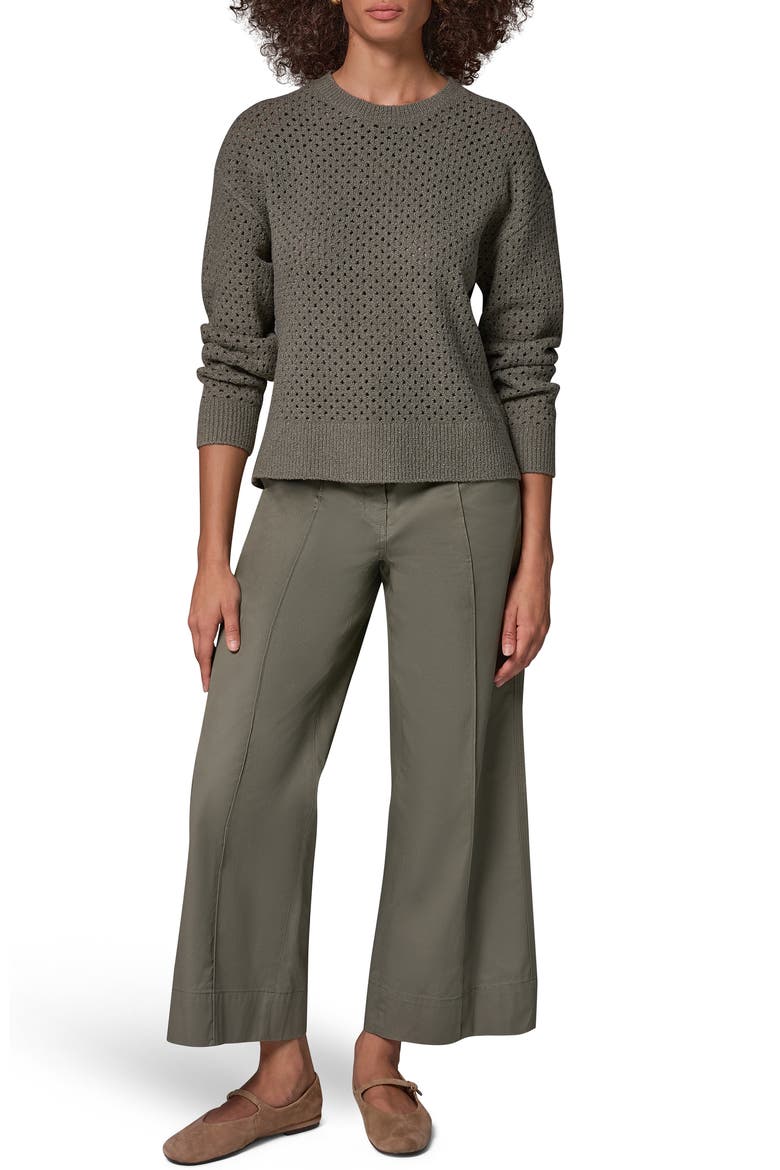 Open Stitch Crewneck Sweater, Alternate, color, SAGE