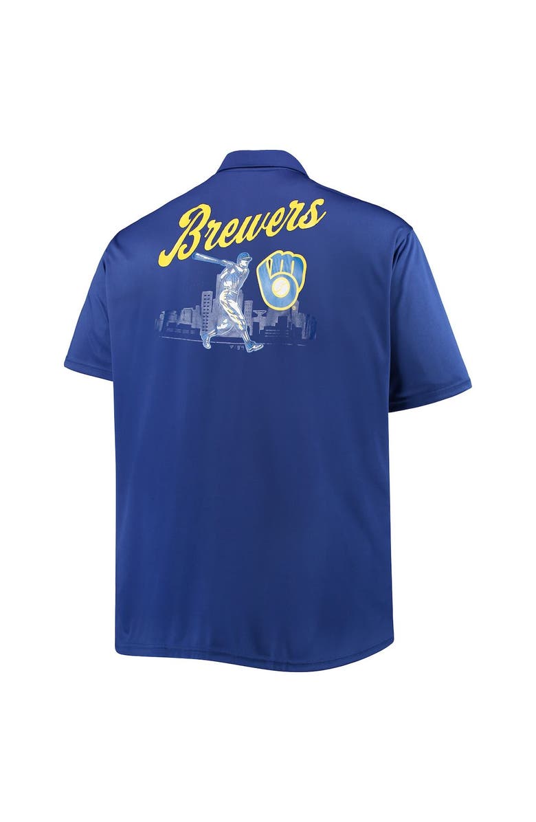 PROFILE Men's Royal Milwaukee Brewers Big & Tall Button-Up Shirt, Alternate, color,