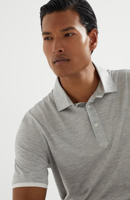 Brunello Cucinelli Grey Jersey Faux-layering Polo Shirt In Off-white