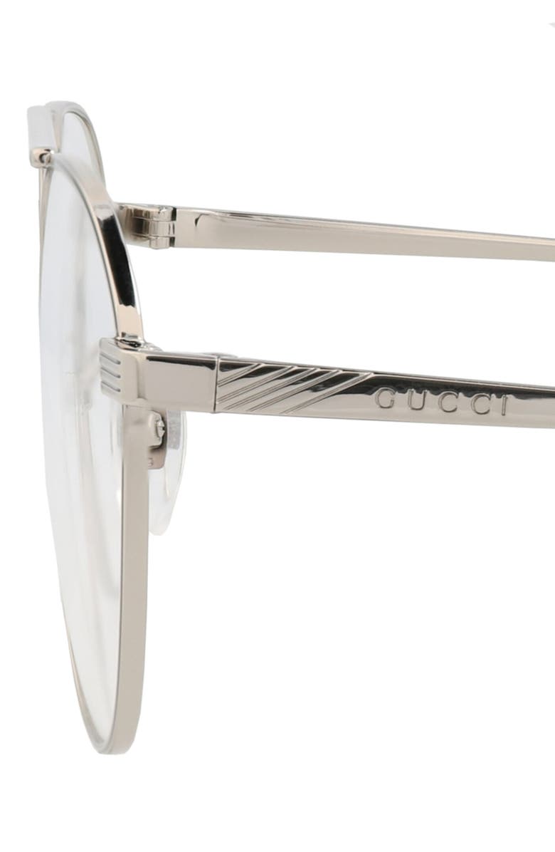 Gucci 53mm Round Optical Glasses, Alternate, color, Silver Transparent