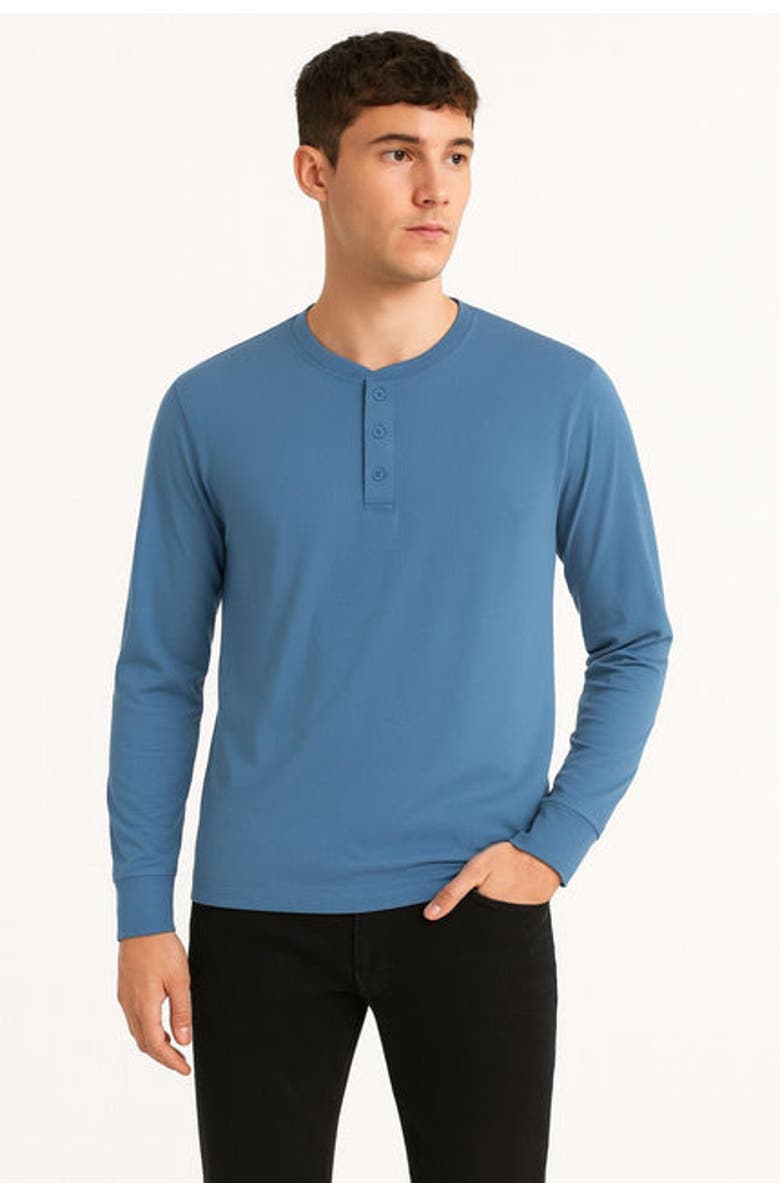 BenBen 5 Pack Mens Long Sleeve Henley Tees Everyday Essential, Alternate, color, Green/Stone/Blue/Grey/Black