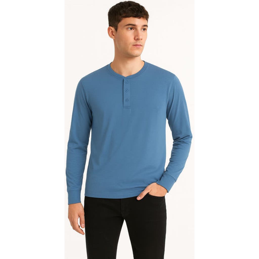 Benben Mens Long Sleeve Henley Shirt In Blue