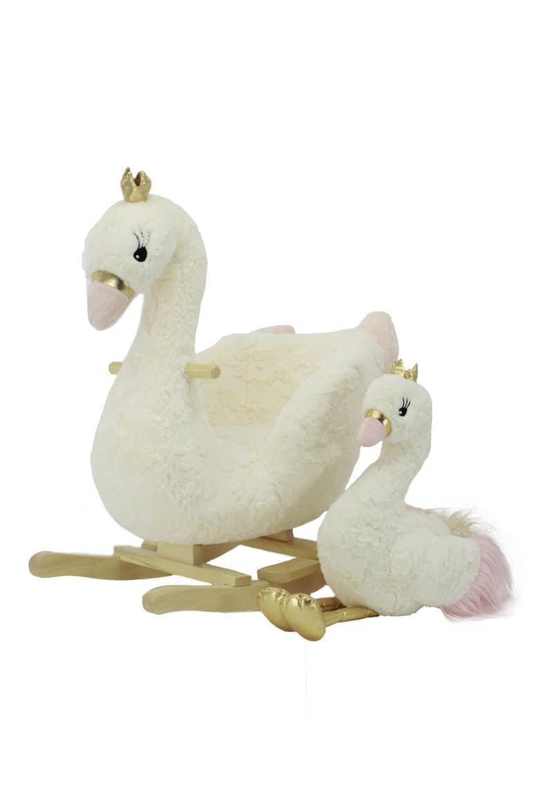 Darling Duo Swan Rocker & Toy Set, Alternate, color, WHITE