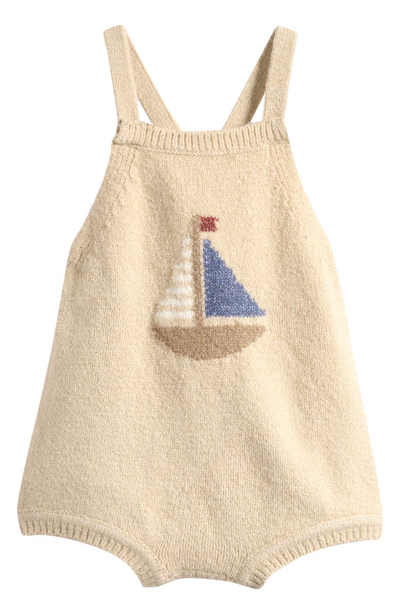 Rylee + Cru Fisher Sailboat Knit Romper, Main, color, Pebble