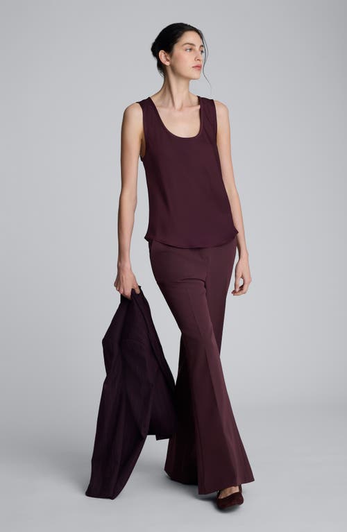 Kenneth Cole Luxe Twill Flare Leg Pant In Burgundy
