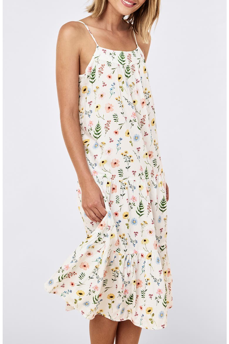 Elodie Tiered Strappy Nightgown, Alternate, color, WHITE