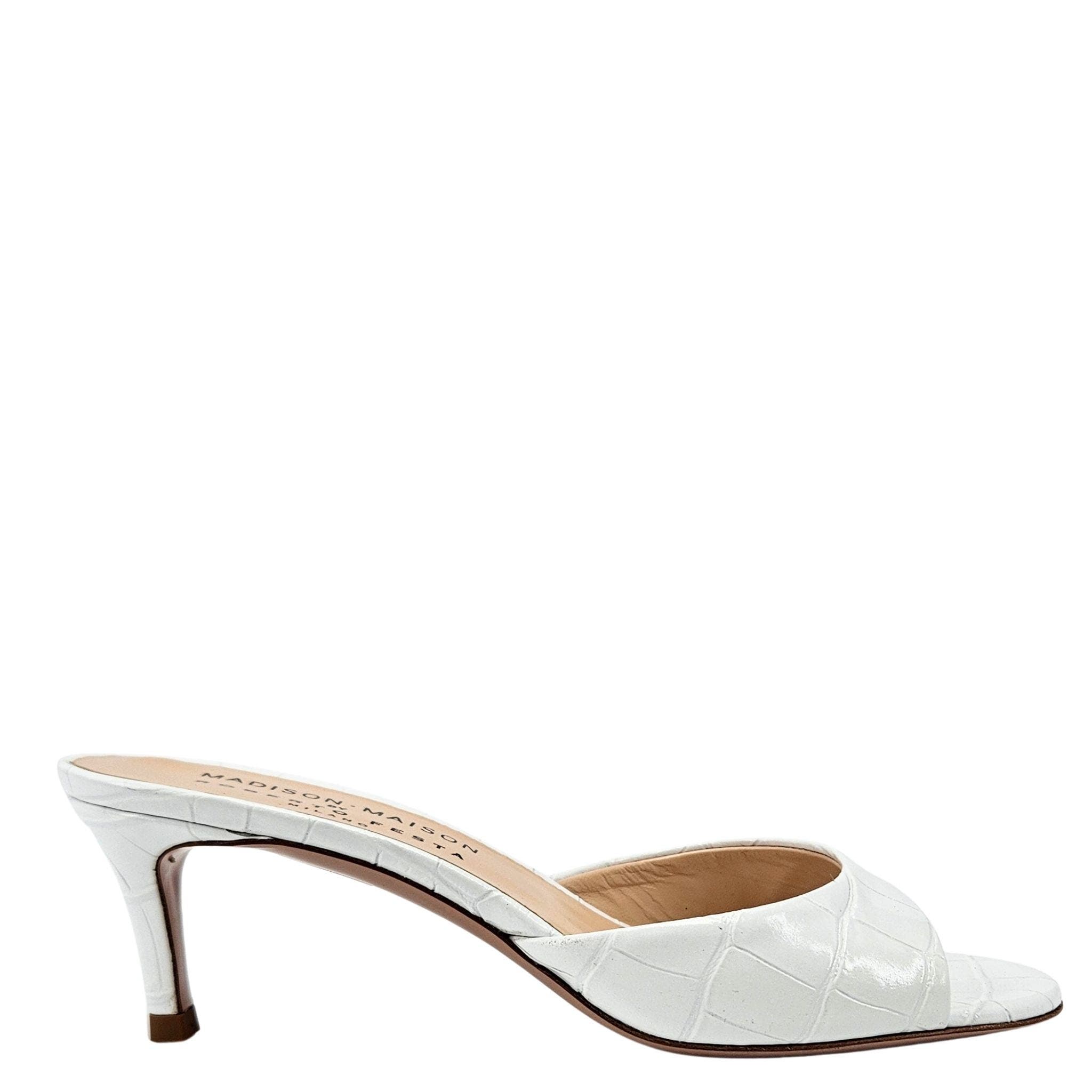 Madison Maison x Roberto Lexis Moc Croc Heel Sandal, Main, color, White
