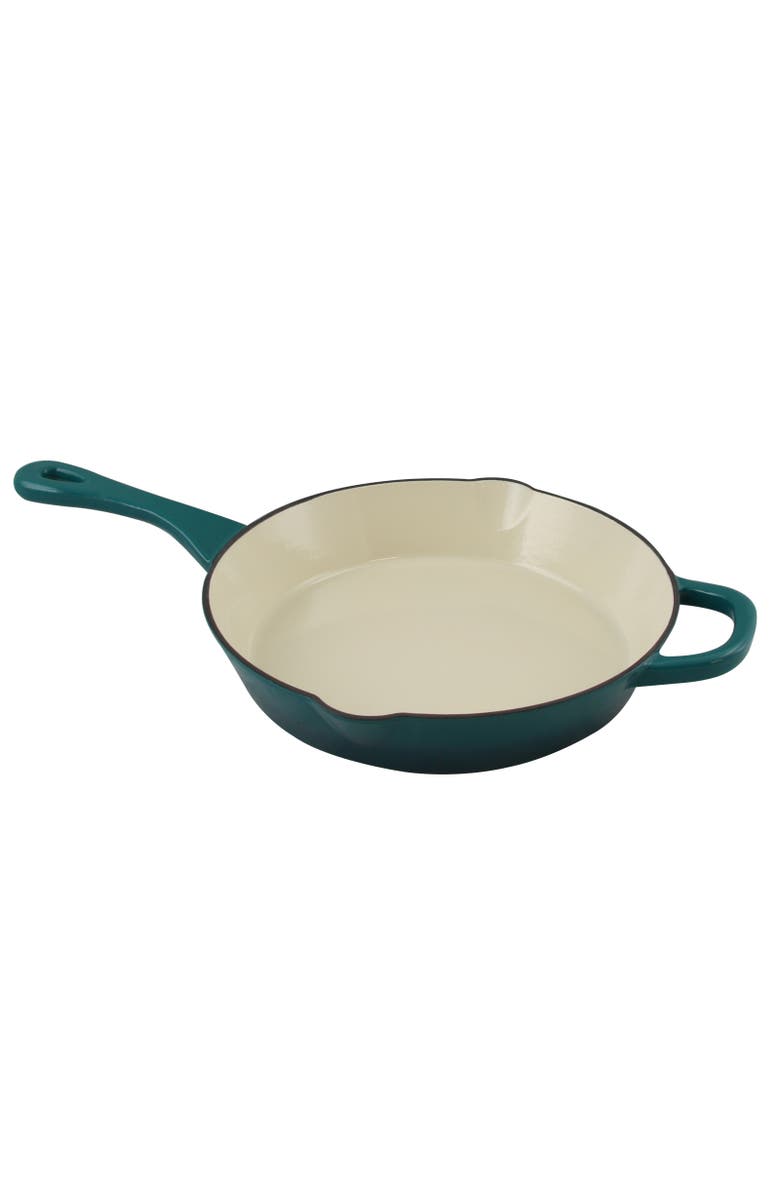 Crock-pot 10 in. Round Enameled Cast Iron Skillet, Alternate, color, Blue