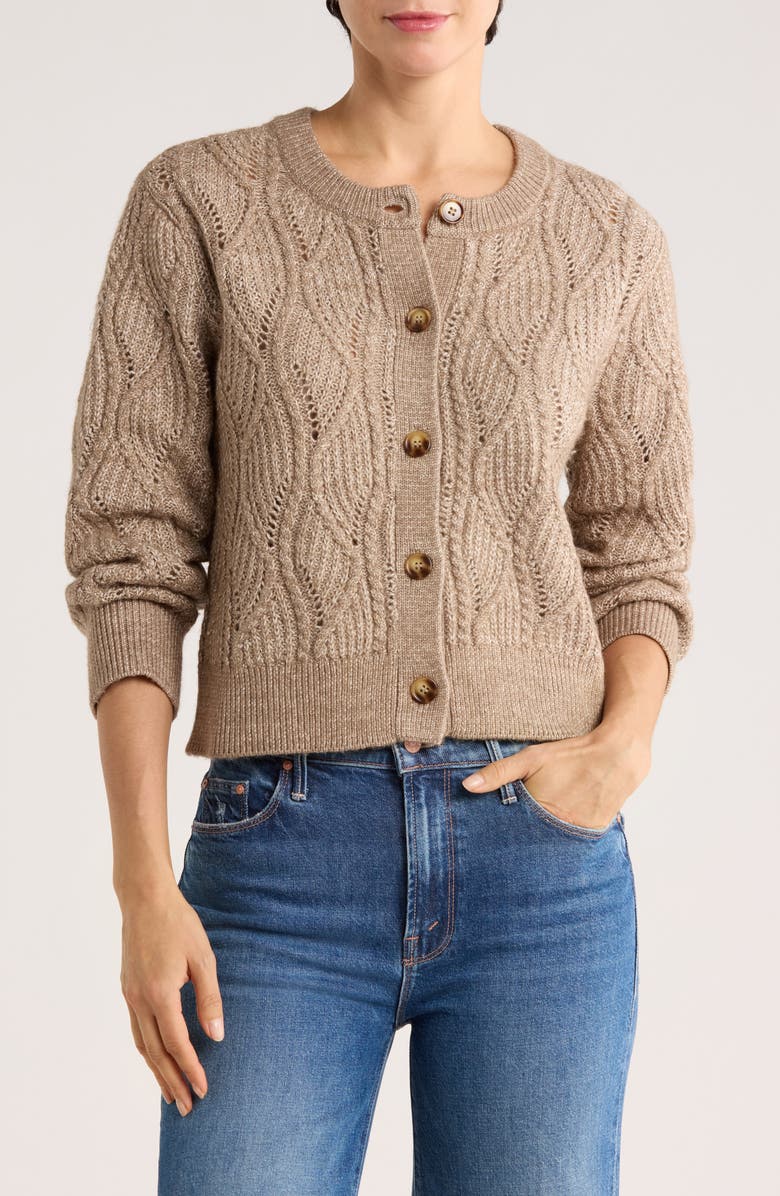 Splendid Novelty Button-Up Cardigan, Main, color, Dark Almond