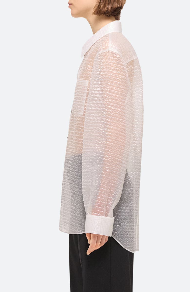 Helmut Lang Curved Bubble Pack Jacquard Sheer Button-Up Shirt, Alternate, color, Clear - C5j