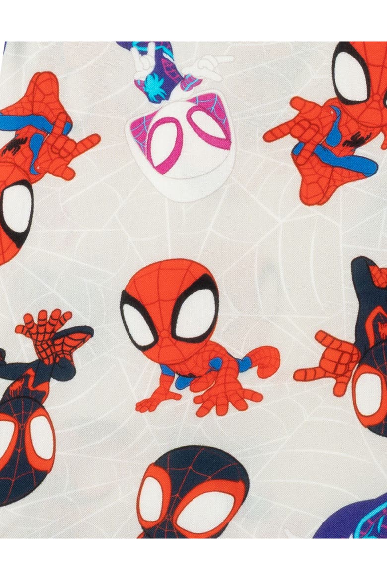 Spidey and His Amazing Friends Short Sleeve Button Down Shirt, Alternate, color, Spidey Friends Grey