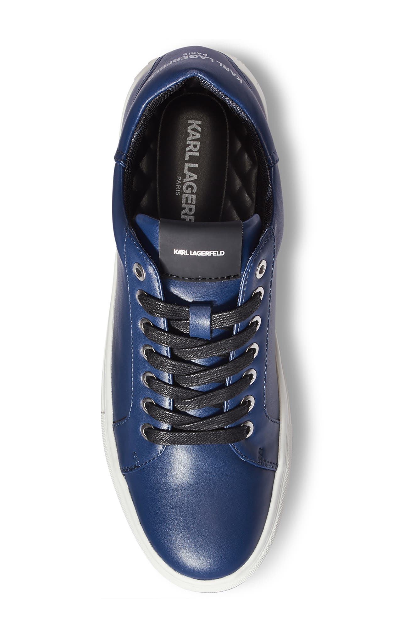 Leather Low Top Sneaker, Alternate, color, NAVY