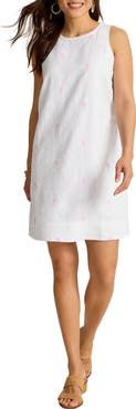 Tommy Bahama Palm Tree Embroidered Sleeveless Linen Dress